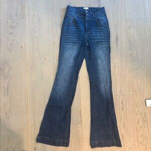 GB High Waist Flare Jeans‎ Dark Wash Stretch Denim Women's